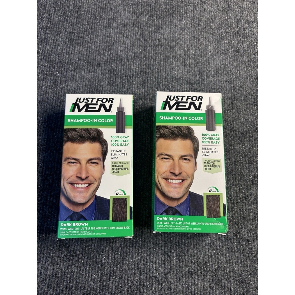 Just for Men Dark Brown Hair‎ color Shampoo In ( 2 pack ) green